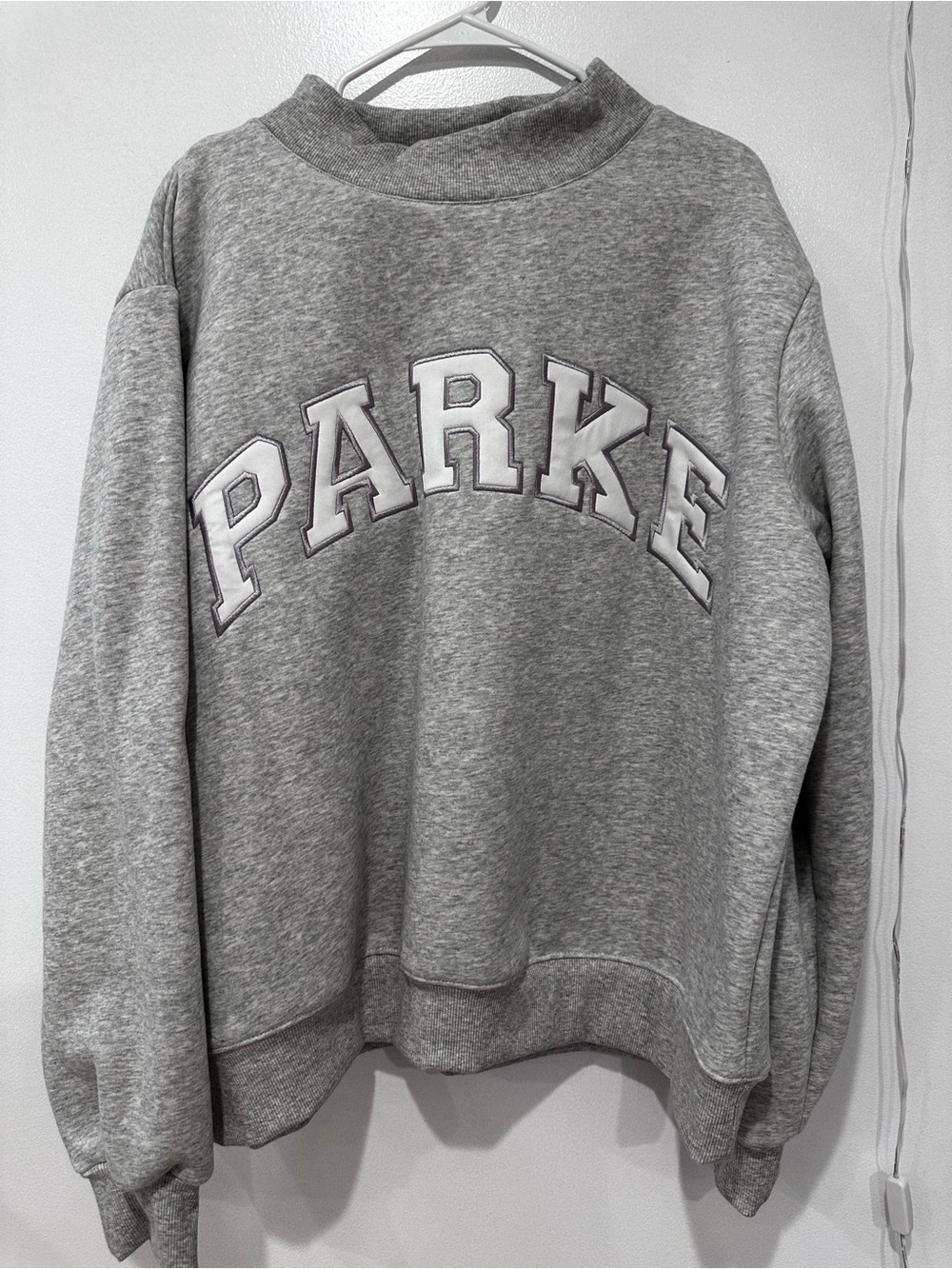Parke Grey Crewneck Sweatshirt with White Lettering